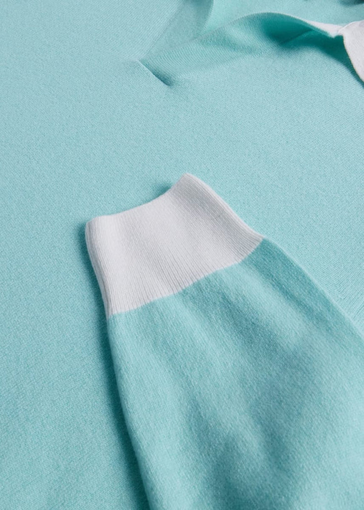 Cashmere Open Collar Polo - Mint - XXL (46) - Polo