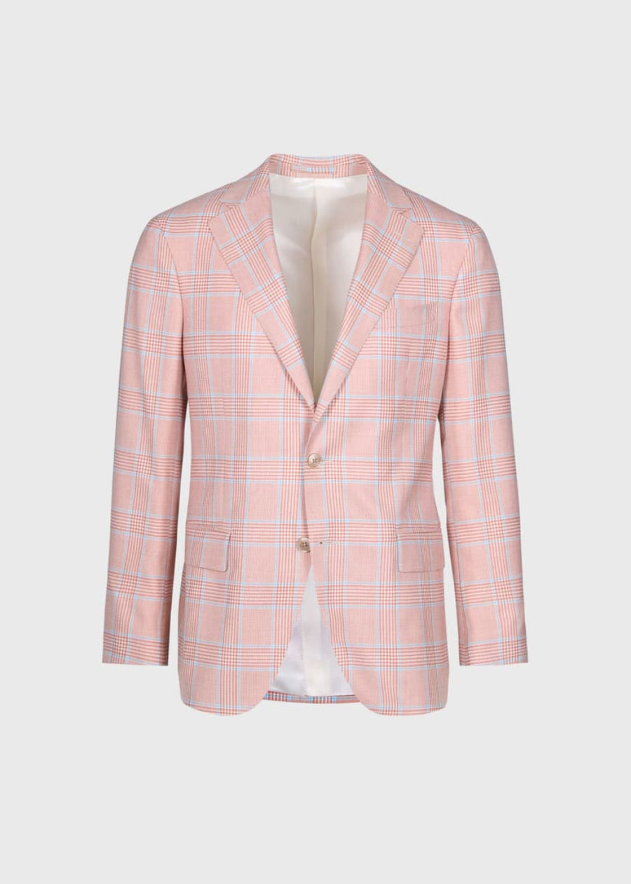 Cashmere Plaid Jacket - Orange - 48 - Blazer
