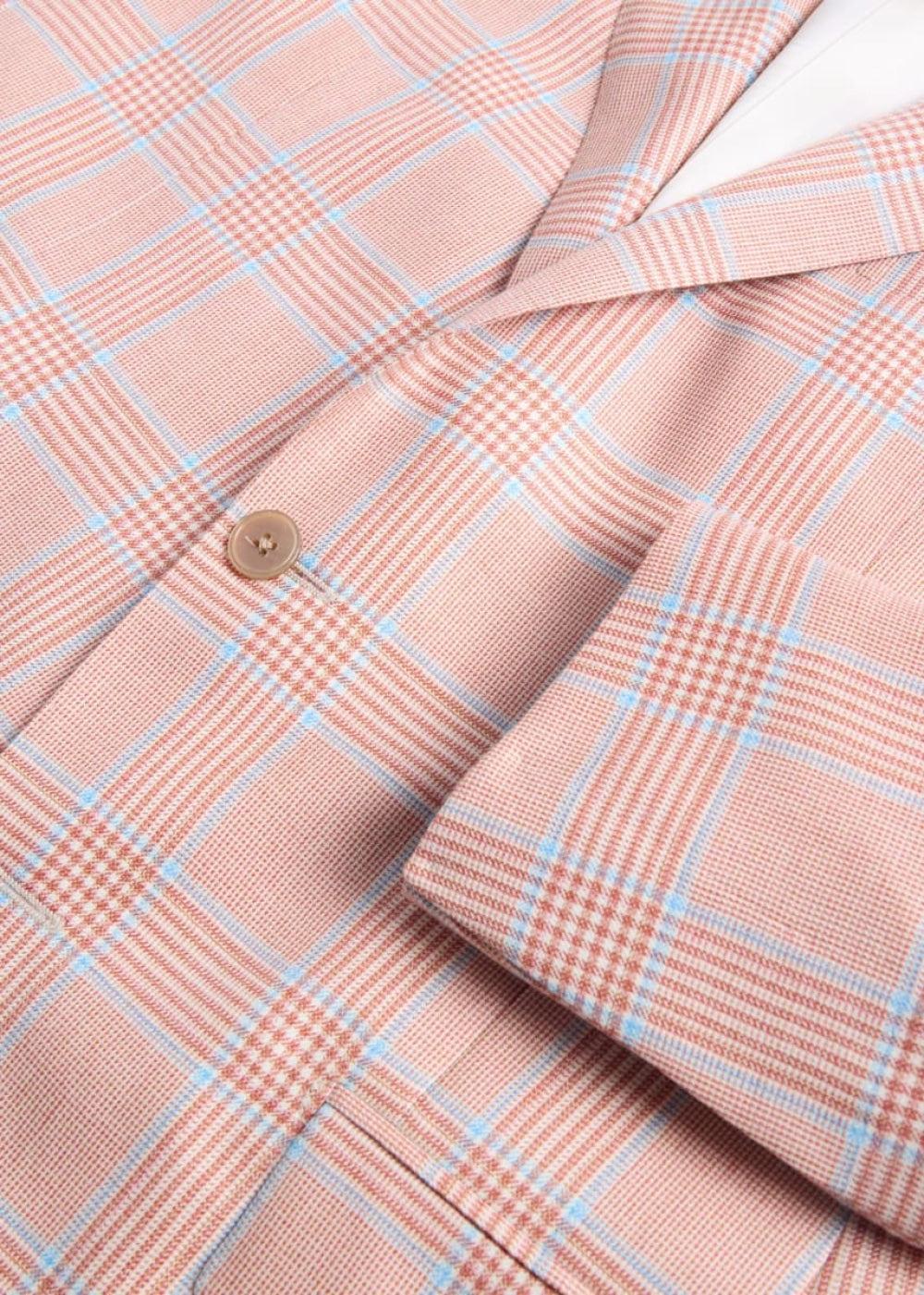 Cashmere Plaid Jacket - Orange - 48 - Blazer