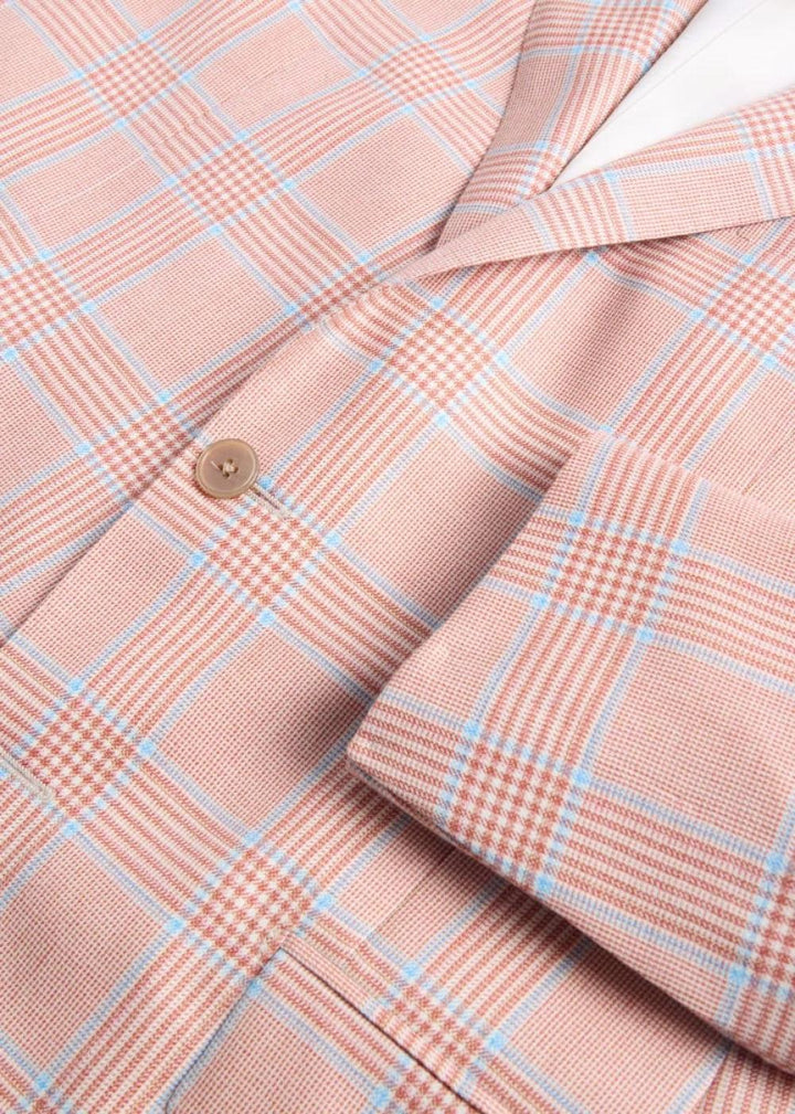 Cashmere Plaid Jacket - Orange - 48 - Blazer