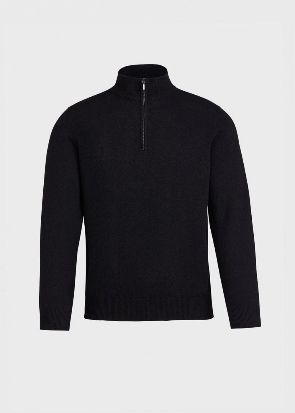 Cashmere Quarter Zip Mock Sweater - Black - XXL (46) - Sweater