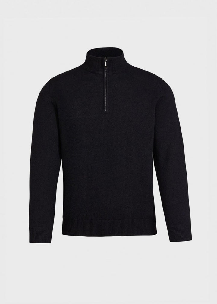 Cashmere Quarter Zip Mock Sweater - Black - XXL (46) - Sweater