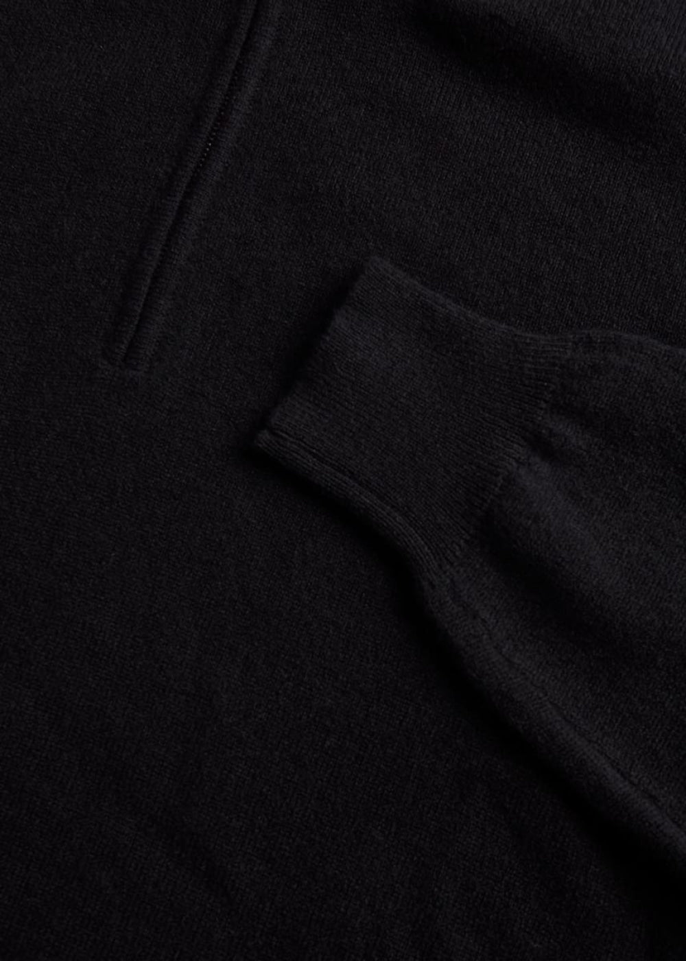 Cashmere Quarter Zip Mock Sweater - Black - XXL (46) - Sweater