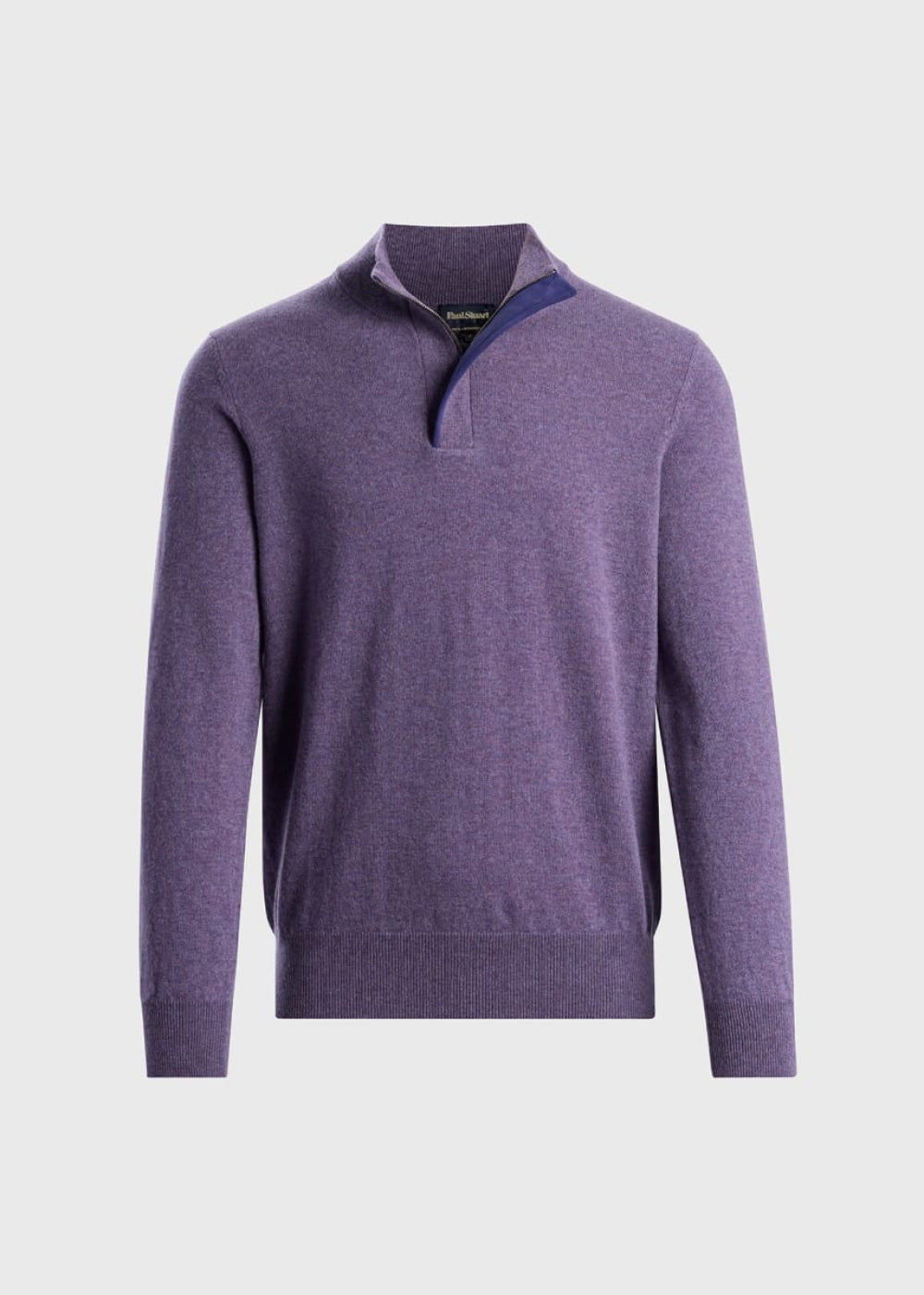 Cashmere Quarter Zip With Suede Trim - Lilac - Sweater