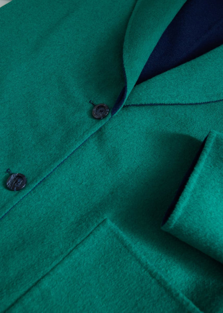 Cashmere Reversible Coat - Blue/Green - Coat
