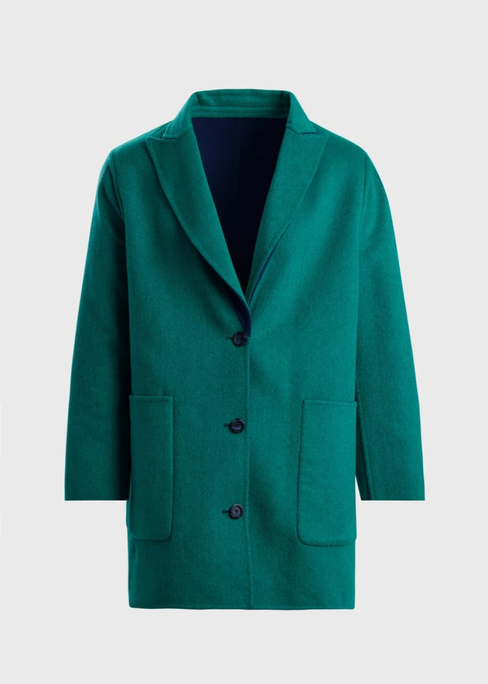 Cashmere Reversible Coat - Blue/Green - Coat