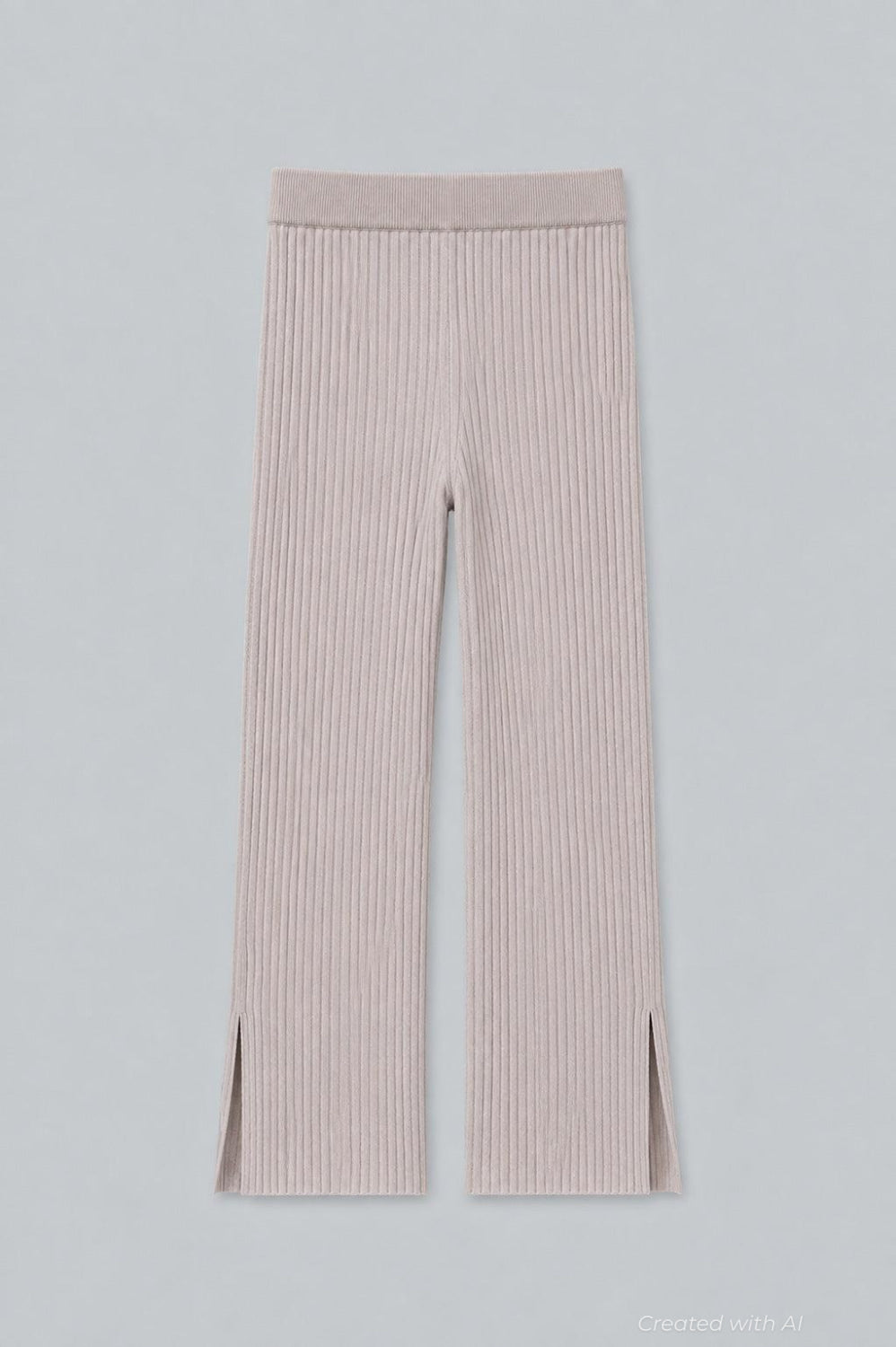 Cashmere Ribbed Pant With Slit - Cloud - Pants