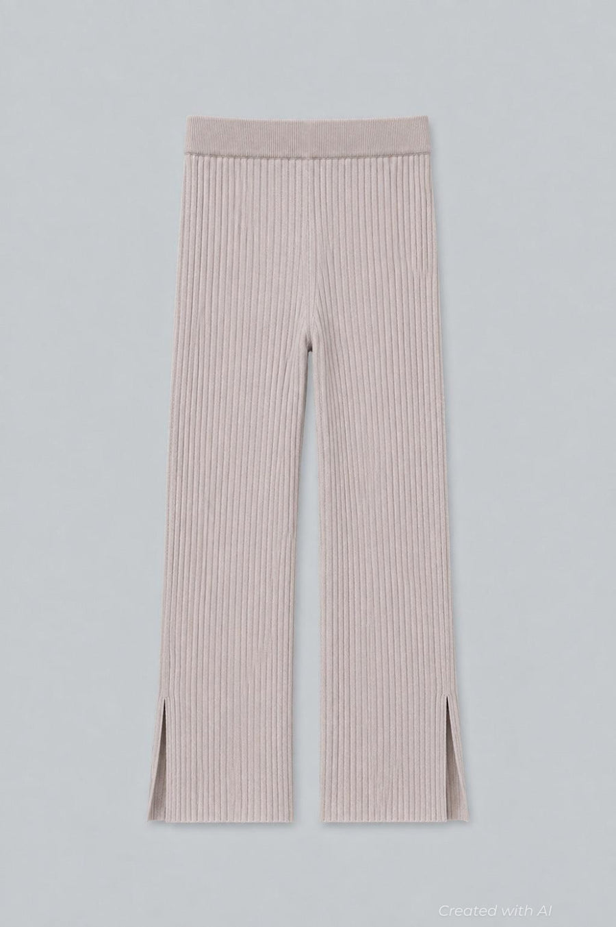 Cashmere Ribbed Pant With Slit - Cloud - Pants
