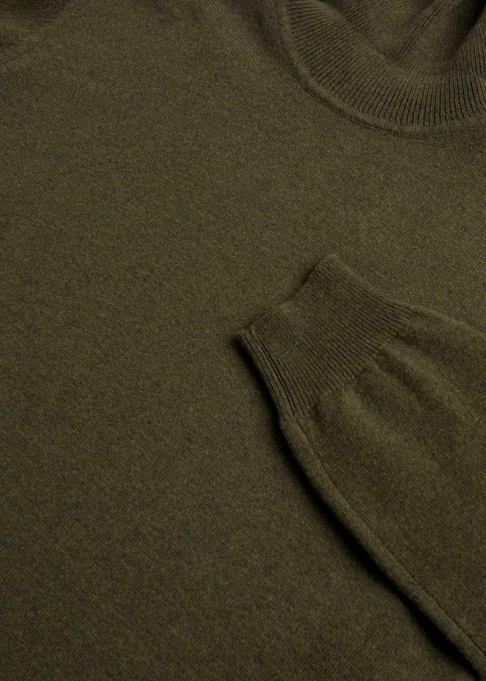 Cashmere Solid Turtleneck Sweater - Olive - L (42) - Turtleneck