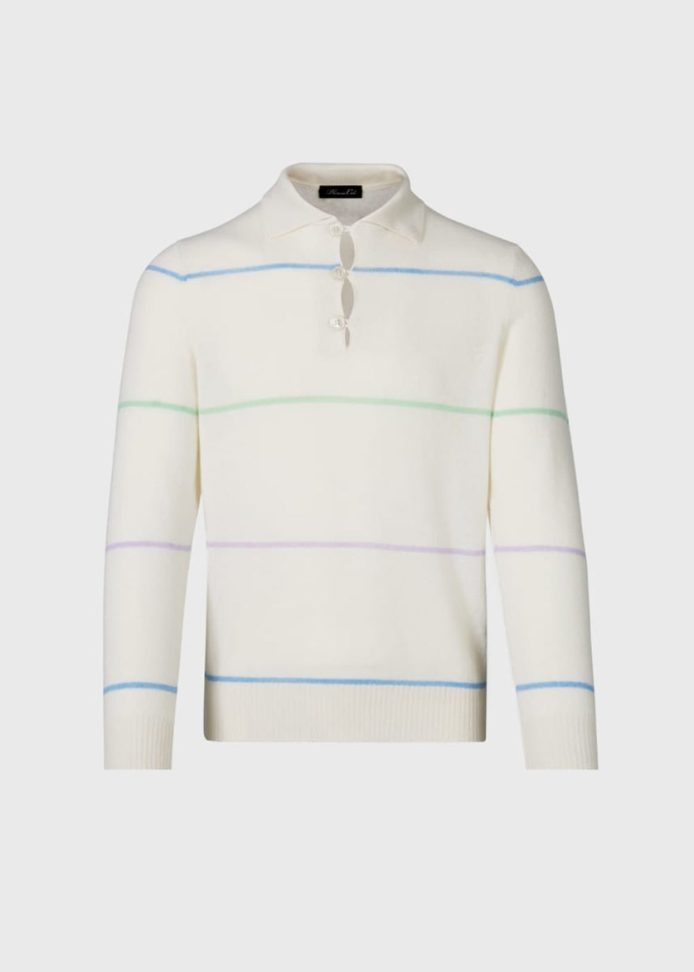 Cashmere Stripe Polo Sweater - White/Multi - XXL (46) - Polo
