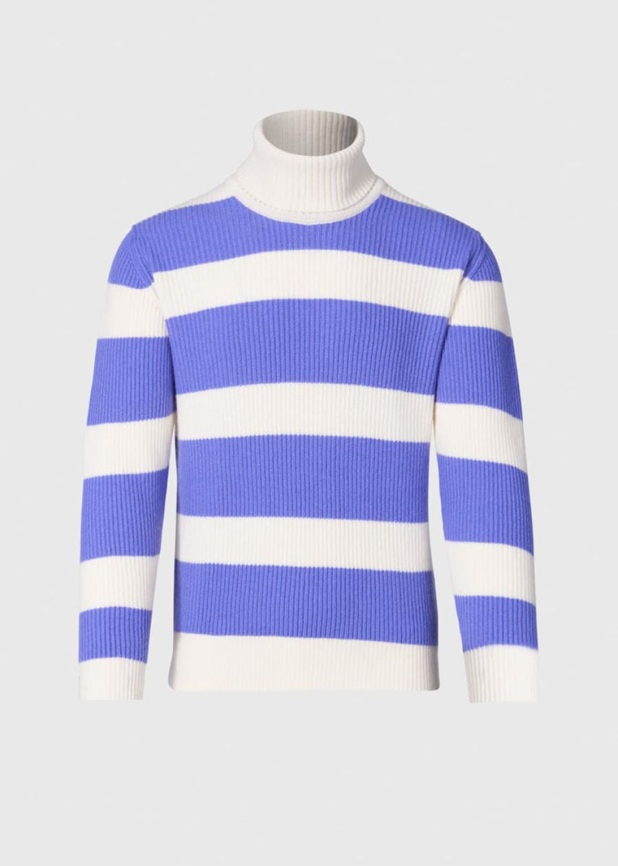 Cashmere Striped Turtleneck - Lavender/White - S (38) - Turtleneck