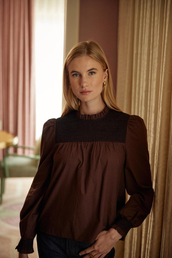 Cassidy Top - Cotton Poplin-Chicory Coffee - XXS - Blouse