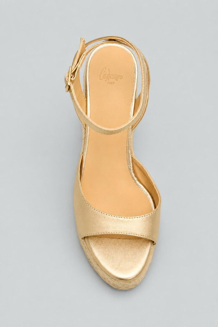 Castaner Brook Espadrille Wedges - Gold - 8 - Flip Flops