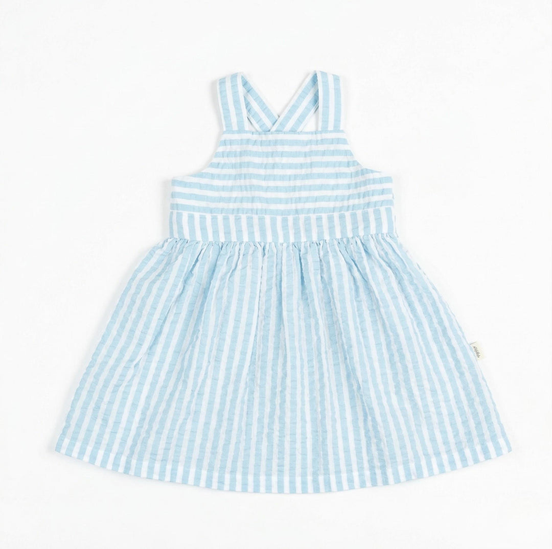 Sky Stripes Dress - Sky Blue