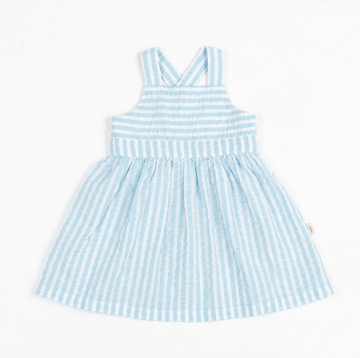 Sky Stripes Dress - Sky Blue