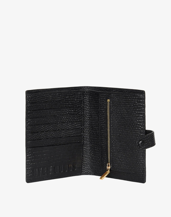 Luxe Traveler's Wallet with Coin Pocket - Black Lizzard