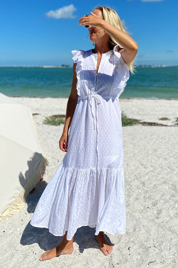 Chandra Dress - White Swiss Dot Organic - XS - Dresses