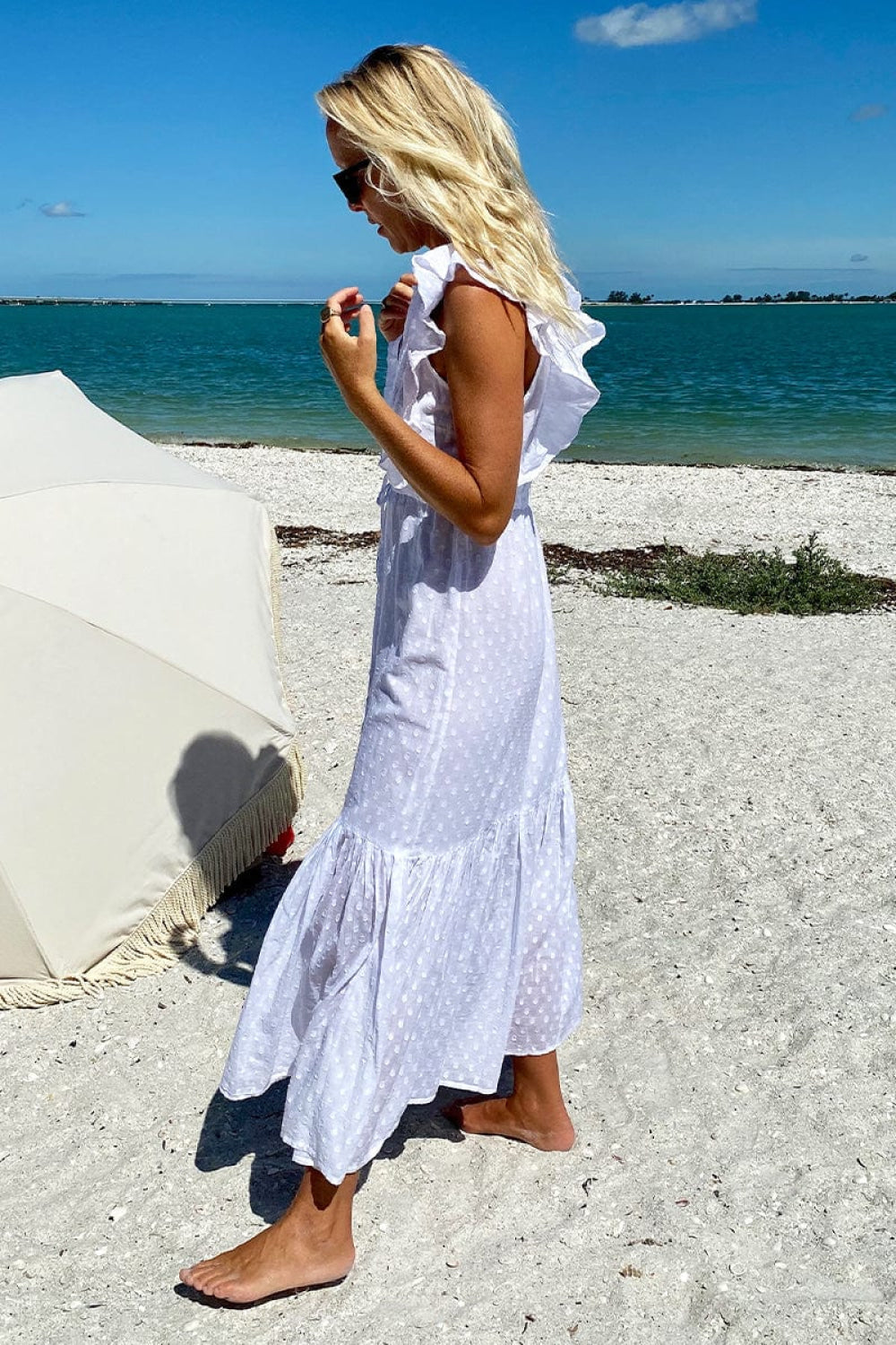 Chandra Dress - White Swiss Dot Organic - XS - Dresses