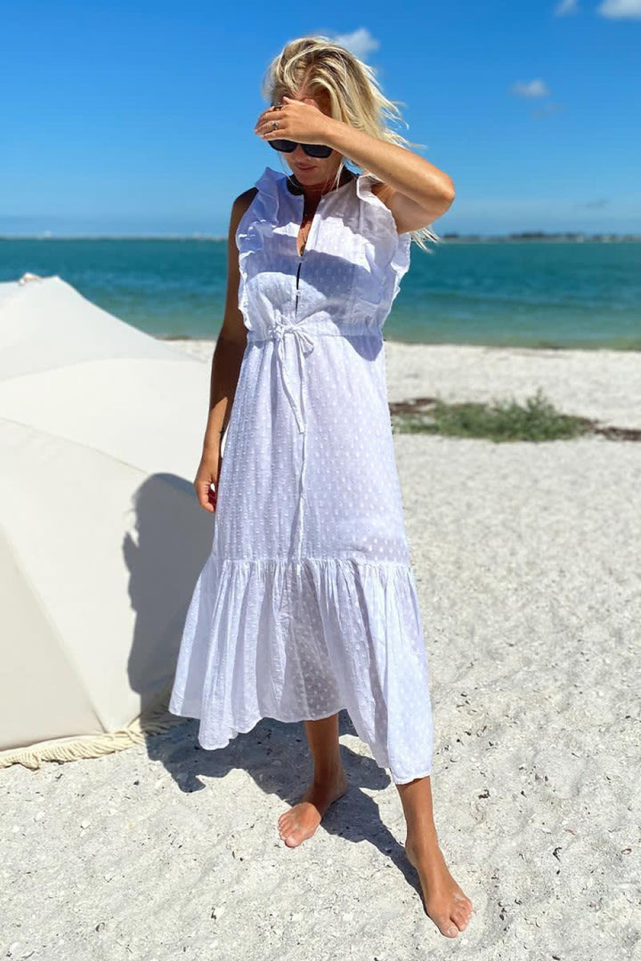Chandra Dress - White Swiss Dot Organic - XS - Dresses