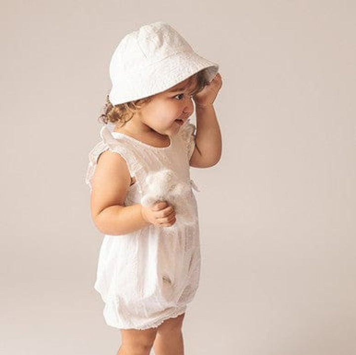 Chantilly Swiss Dot Hat - Crisp White - Bucket Hat
