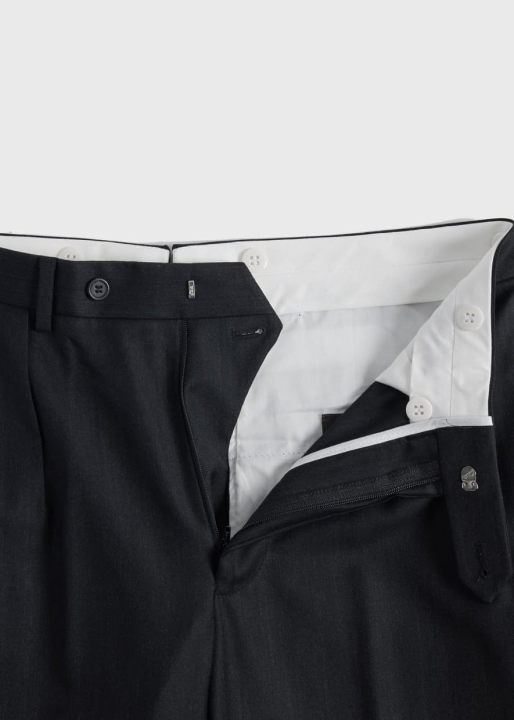 Charcoal Super 110s Wool Pleated Trouser - CHAR - 40 (Long) - trouser - baby