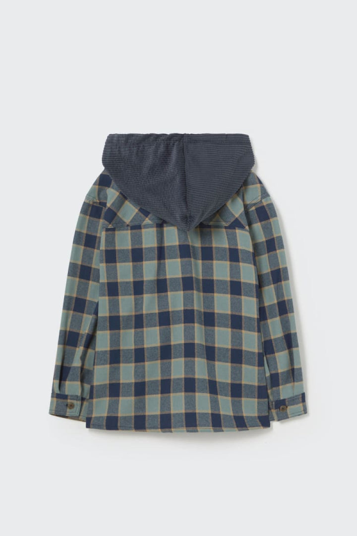 Check Flannel Hooded Shirt Artic Blue - Jacket
