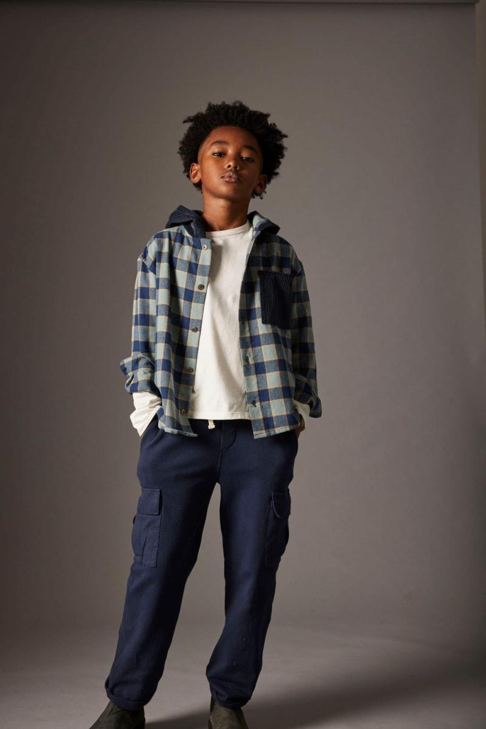 Check Flannel Hooded Shirt Artic Blue - Jacket