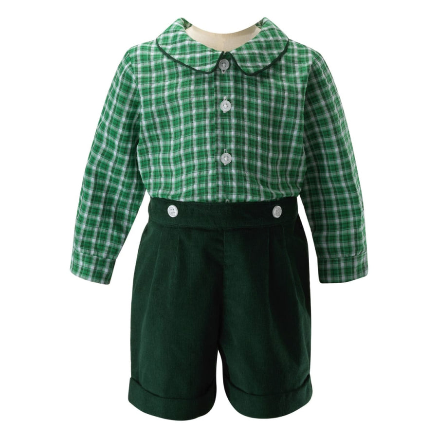 Check Shirt & Short Set Green - 6m - Collared Shirt