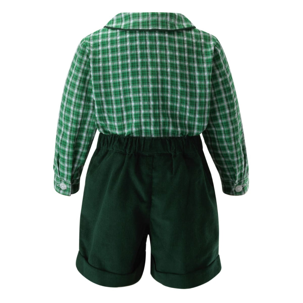 Check Shirt & Short Set Green - 6m - Collared Shirt