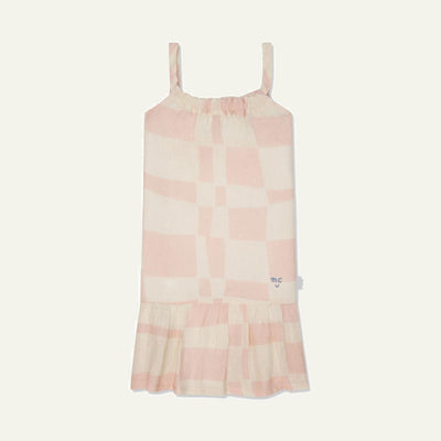 Checkered Linen Kid Dress - Natural/sepia Rose - Dresses