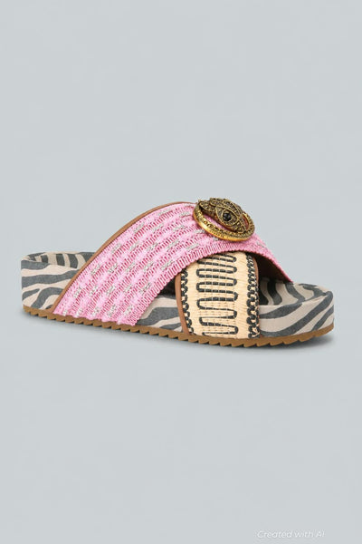 Chelsea Cross Strap Kurt Geiger Sliders - Pink - US 7 (UK 5) - Sandal