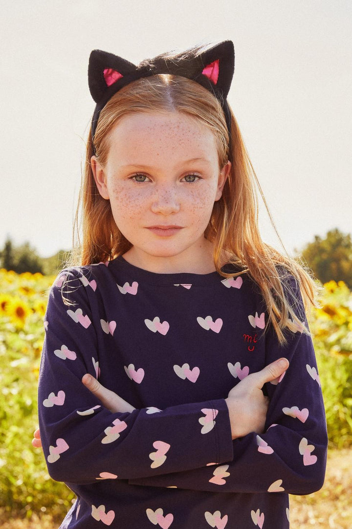 Recycled Cotton Hearts Kid T-Shirt - Blue Ribbon Hearts