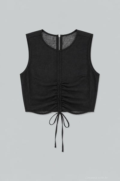 Cinched Top - Black - Shirt