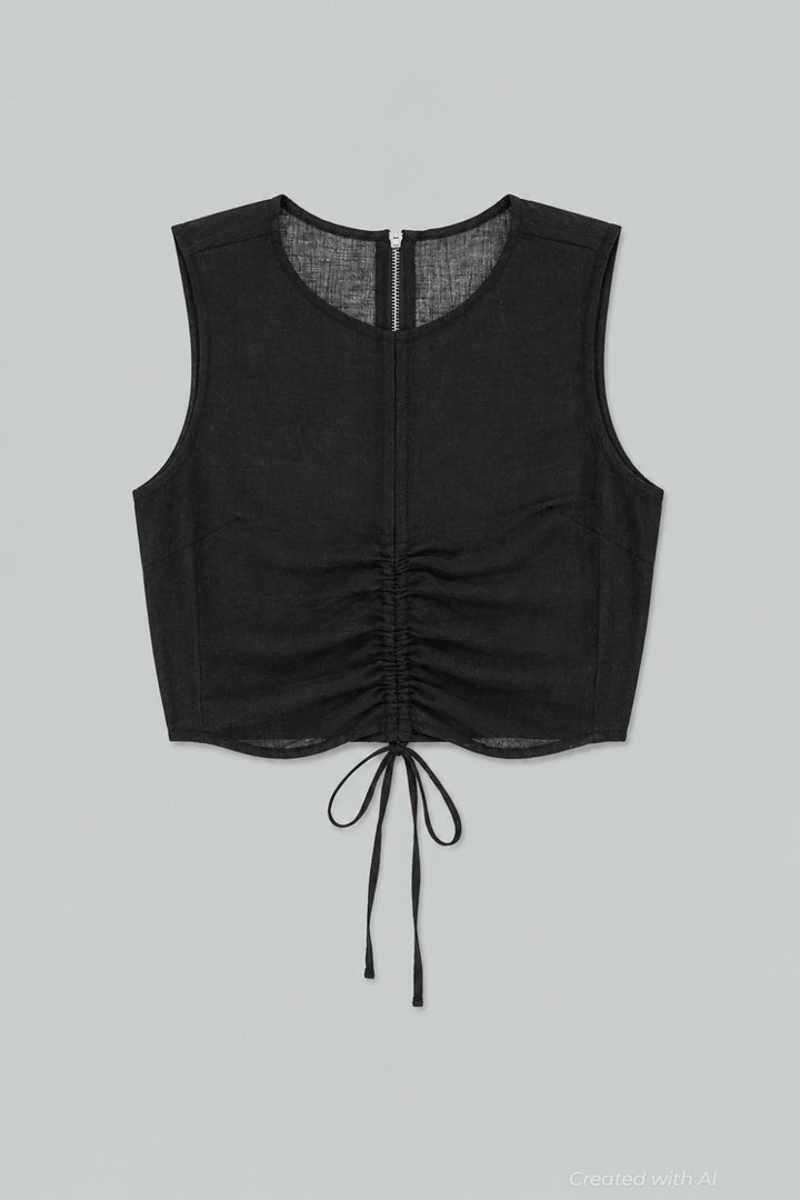 Cinched Top - Black - Shirt
