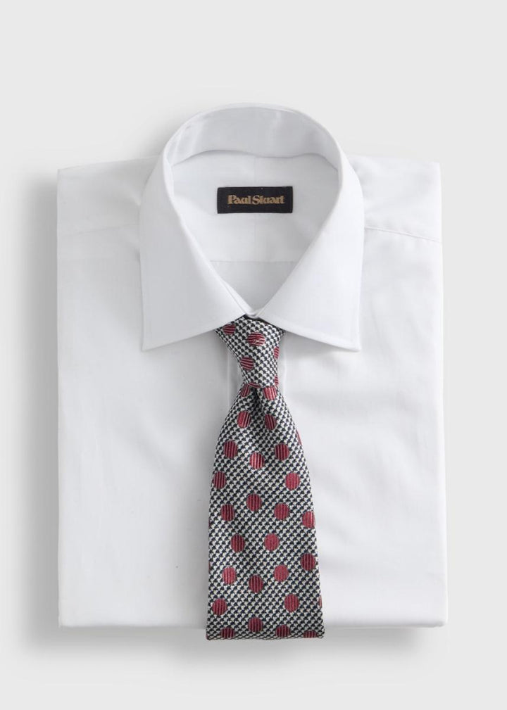Circle and Houndstooth Silk Tie - Burgundy - ONE SIZE - Tie