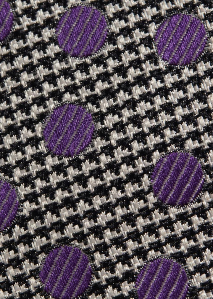 Circle and Houndstooth Silk Tie - Purple - ONE SIZE - Tie