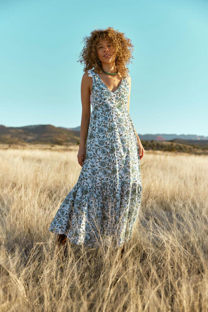 Clark Maxi Dress - Ivory & Cornflower Floral - FINAL SALE - Dresses