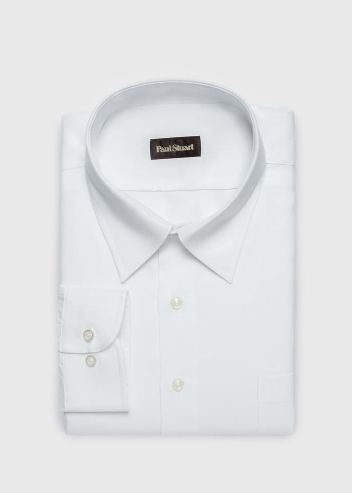 Classic Cotton Twill Sport Shirt - White - L (42) - Collared Shirt
