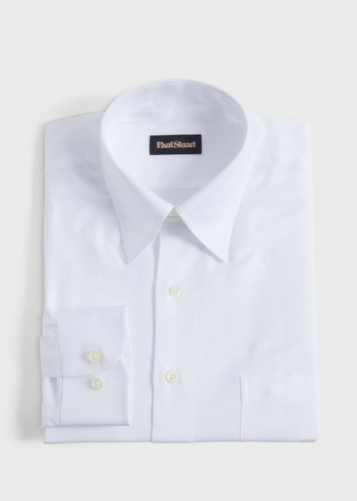 Classic Cotton Twill Sport Shirt - White - L (42) - Collared Shirt