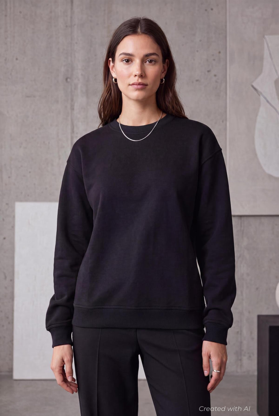 Classic Crew Neck Sweatshirt - Black - Crewneck Sweatshirt