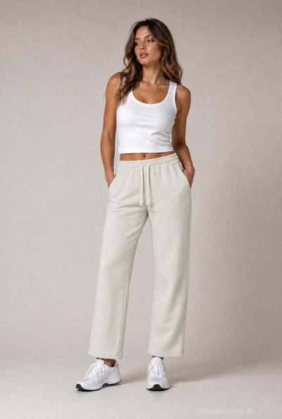 Classic Drawstring Sweatpants - Ivory - Sweatpant
