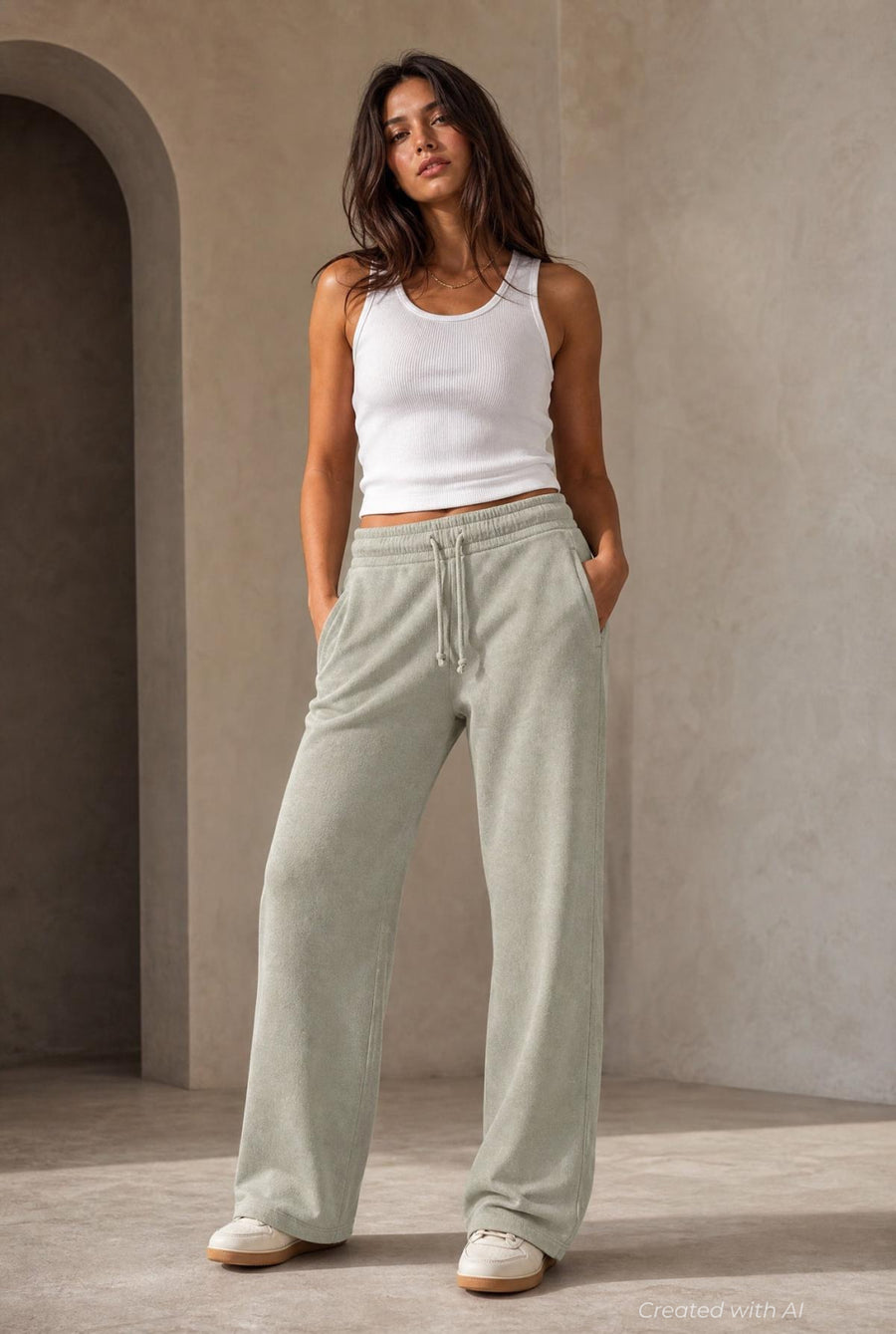 Classic Drawstring Sweatpants - Sage - Sweatpant