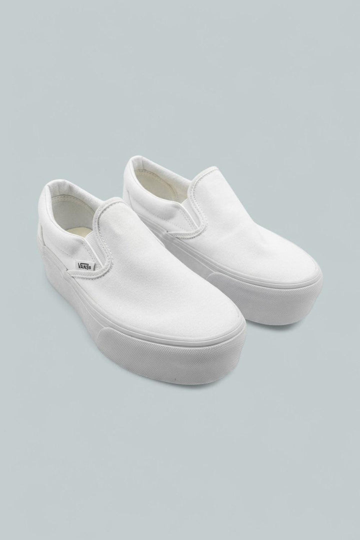 Classic Slip-On Platform Shoes - True White - 5 - Loafers