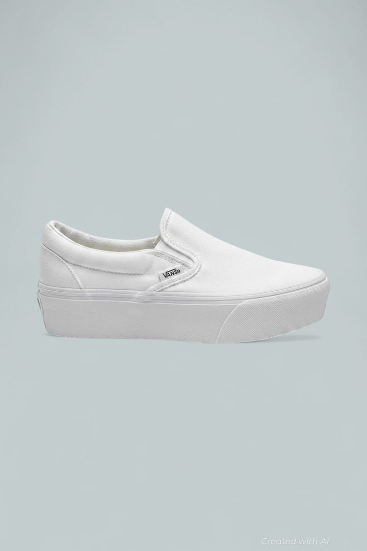 Classic Slip-On Platform Shoes - True White - 5 - Loafers
