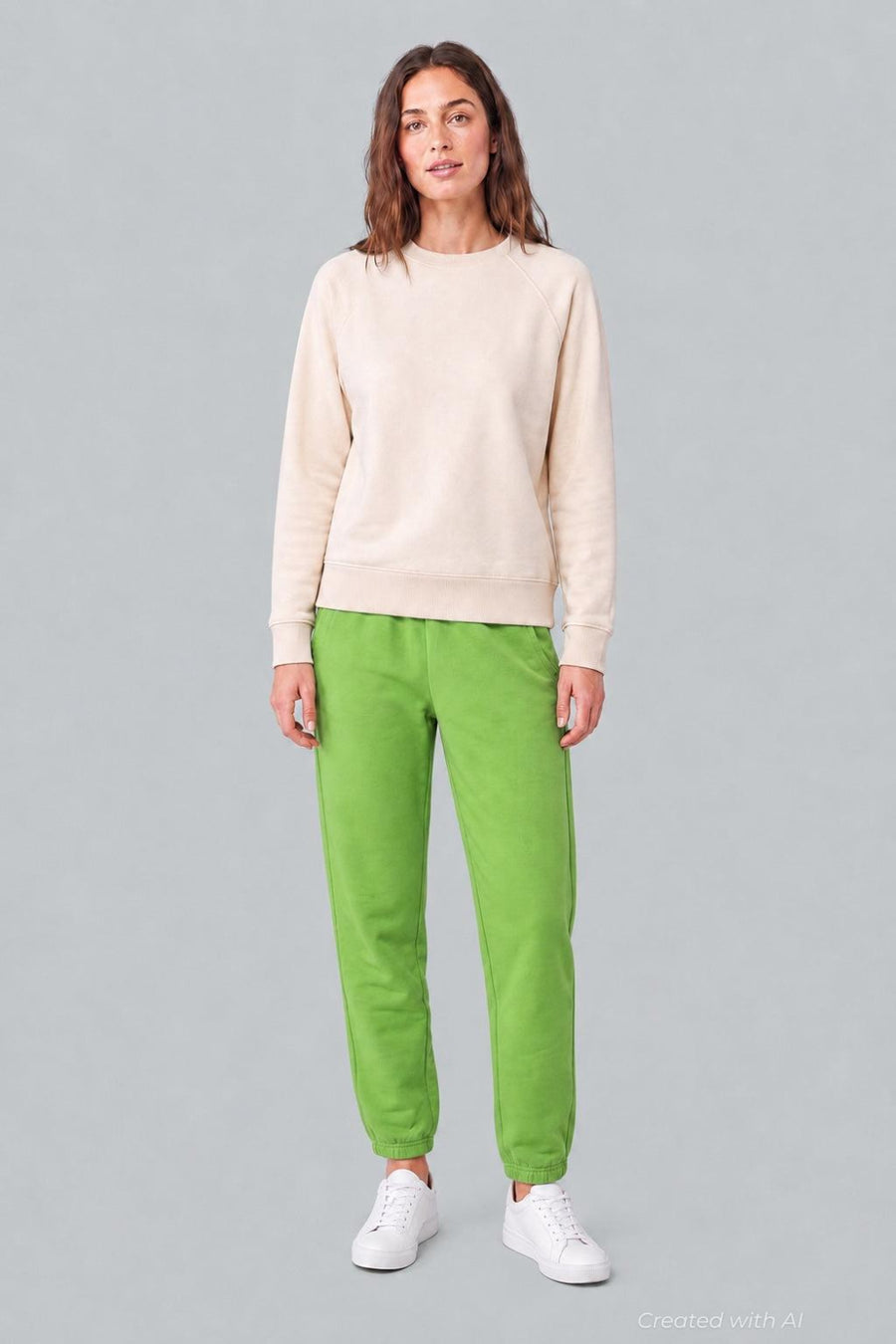 Classic Sweatpants With Contrast Stitch - Green - Sweatpant