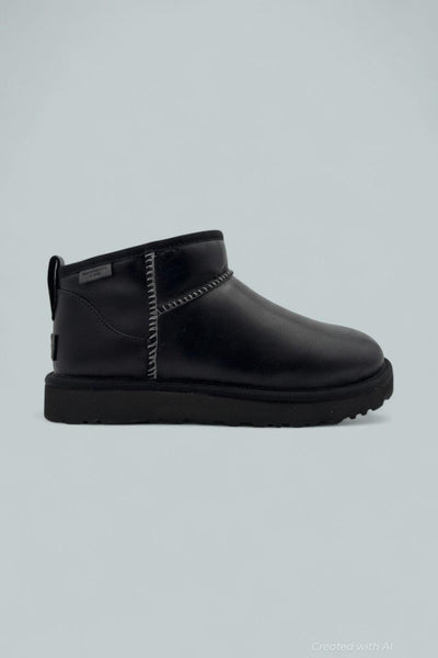 Classic Ultra Mini Leather Ankle Boots - Black - 8 - Boots