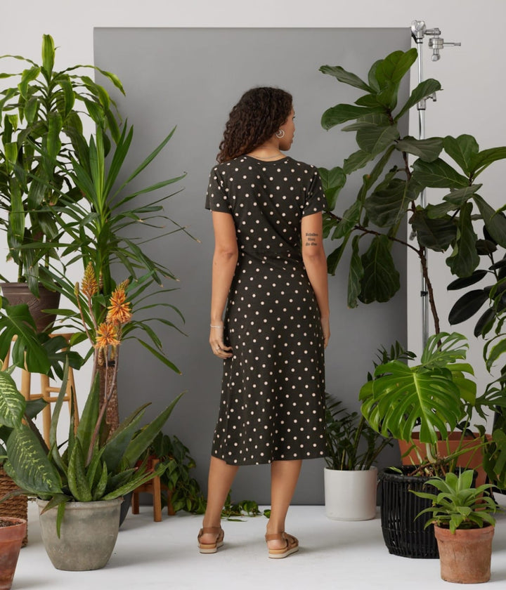 Claudia Dress - Washed Black Dots - Dresses