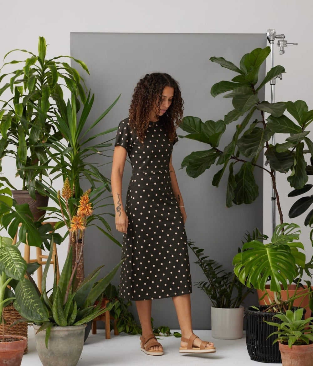 Claudia Dress - Washed Black Dots - Dresses