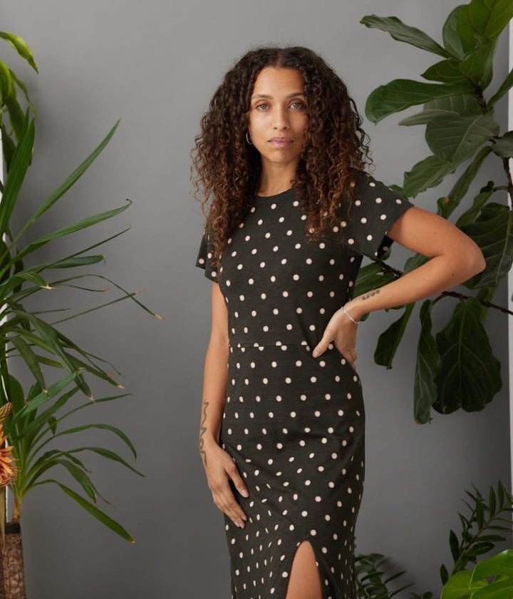 Claudia Dress - Washed Black Dots - Dresses