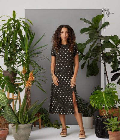 Claudia Dress - Washed Black Dots - Dresses